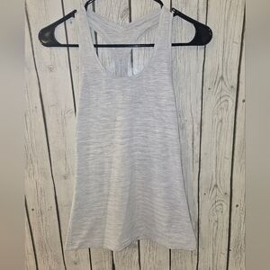 Lululemon Cool Racerback Tank Gray White Stripe Racerback Yoga Top (No Size) Sm